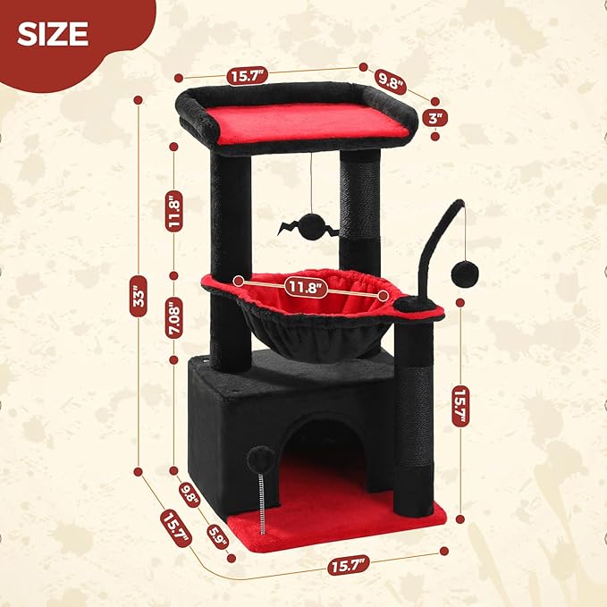 PEQULTI 4-in-1 Gothic Cat Tree, 33&