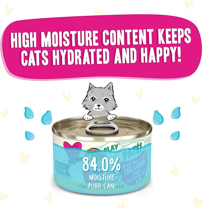 Weruva B.F.F. Play - Best Feline Friend Paté Lovers, Aw Yeah!, Chicken, Duck &amp; Turkey Take a Chance with Chicken, Duck &amp; Turkey, 2.8oz Can (Pack of 12)