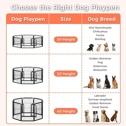 32 Inch Dog Playpen - 16 Panels Metal Pet Exercise Pen for Small-Medium Dogs, Indoor/Outdoor Dog Fence for Yard, Garden, Camping &amp; RV Travel
