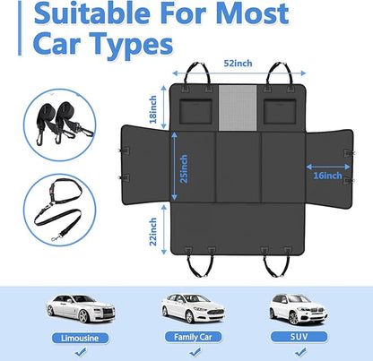 Hard Bottom Dog Car Seat Cover for Back Seat – Waterproof Nonslip Hammock Extender for Trucks &amp; SUVs, Heavy Duty Pet Protector, Black Faux Leather