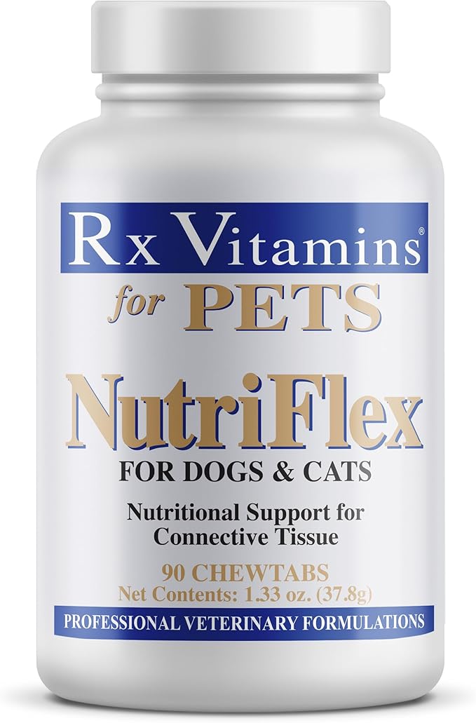 Rx Vitamins NutriFlex for Cats &amp; Dogs - Glucosamine for Dogs Hip and Joint Supplement - with Bovine Collagen and Chondroitin - Joint Pain Relief &amp; Anti Inflammatory for Dogs - Beef Liver (90 chews)
