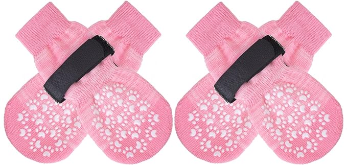 EXPAWLORER Anti Slip Dog Socks to Prevent Licking Paws, Dog Shoes for Hot Pavement, Dog Booties for Small Medium Large Senior Dogs, Traction Control Dog Boots &amp; Paw Protectors for Hardwood Floors