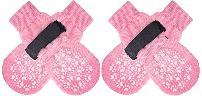 EXPAWLORER Anti Slip Dog Socks to Prevent Licking Paws, Dog Shoes for Hot Pavement, Dog Booties for Small Medium Large Senior Dogs, Traction Control Dog Boots &amp; Paw Protectors for Hardwood Floors