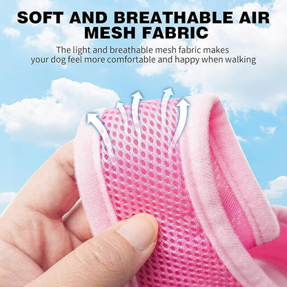 BINGPET No Pull Dog Harness Medium Sized,Breathable Mesh Puppy Cat Harnesses,Pink, M