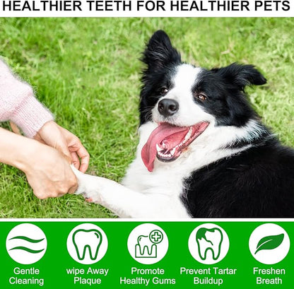 ALIVO Dental Teeth Cleaning Wipes for Dogs &amp; Cats, Remove Bad Breath by Removing No-Rinse Dog Finger Toothbrush, Disposable Gentle Cleaning Pet Dental Care Wipes, 50pc