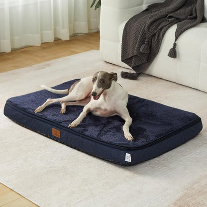 Memory Foam Large Dog Bed - 4” Thick Orthopedic Beds for Large Dogs - Waterproof Dog Bed with Removable Washable Cover &amp; Wrap-Around Zipper - Ultimate Comfort and Easy Maintenance