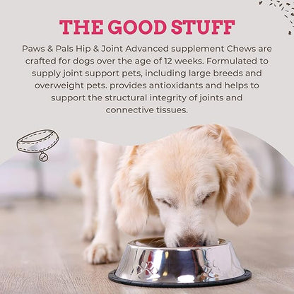 Paws &amp; Pals Glucosamine Chondroitin MSM for dogs 240 Count, Hip and Joint Mobility Soft Chews Supplement, Pain &amp; Inflammation Relief for all breeds - Maximum Strength, Treats Hip Dysplasia &amp; Arthritis