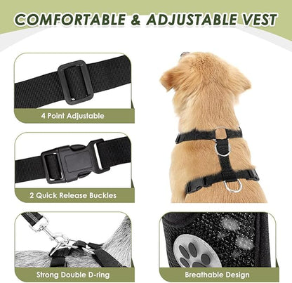 SlowTon Dog Seat Belt Harness for Car, Dog Car Harness Adjustable Mesh Breathable &amp; Dog Seatbelt Safety Tether with Elastic Bungee for Small Medium Large Pets(Red, Double Clip, XXXS)