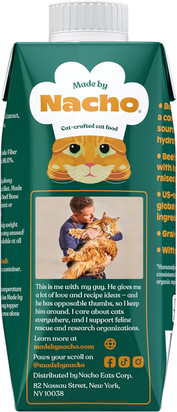 Made by Nacho Bone Broth Cat Food Topper for Hydration and Picky Eaters - Add Protein and Flavor to Your Dry Cat Food – Supports Optimal Nutrition, Digestion, Skin &amp; Coat, 11 oz. (Pack of 4), Beef