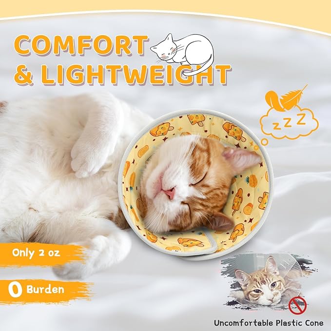 Cat Cone Collar Soft to Stop Licking, Adjustable, Foldable Lightweight Kitten Cones After Surgery Recovery for Cats &amp; Kittens, Cat Cone Alternative (Orange, M)