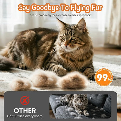 Self Cleaning Slicker Brush, 2-in-1 Cat Brush for Shedding, Skin Friendly Grooming Tool for Long &amp; Medium-Long Hair Pets, Adjustable Bristle Length with Dematting Comb for Cats, Dogs (Orange)