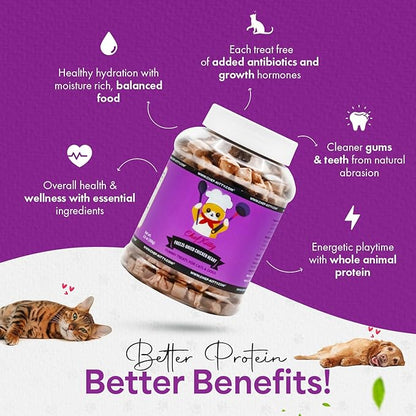 Freeze-Dried Chicken Heart Treats for Cats &amp; Dogs – 100% Human Grade, Single Ingredient, High-Protein, Healthy Snack – No Additives or Preservatives – 2.6oz - Inspected &amp; Tested in USA