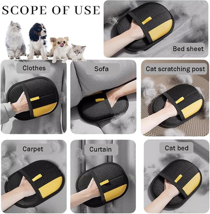 Magic Brush Pet Hair, Newly Upgraded Reusable Electrostatic Pet Hair Remover Glove, Pet Hair Removal Glove for Dogs &amp; Cats, Clothing, Couch, Carpet, Car Seat (2 Pcs)