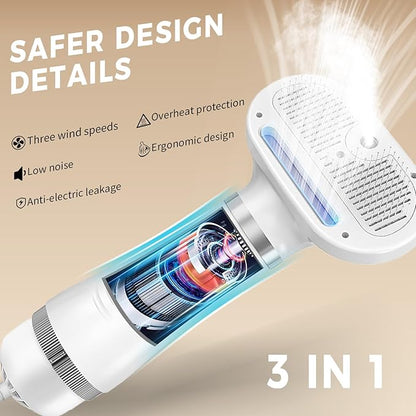 Cat Steam Brush with 600W High-Power Pet Dryer, Pet Spray Hair Removal Comb, 5 in 1 Cat &amp; Dog Brush for Shedding, Includes Shampoo(Wired)