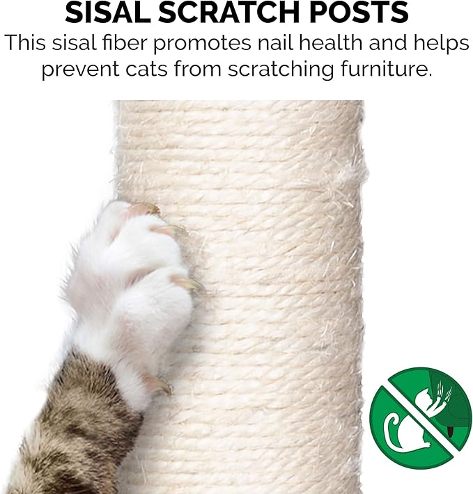 Furhaven 69.3" Tall Cat Tree for Indoor Cats, Ft. Sisal Scratching Posts, 2x Cat Condos, &amp; Toys - Tiger Tough Double Decker Interactive Playground Tower - Silver Gray, One Size