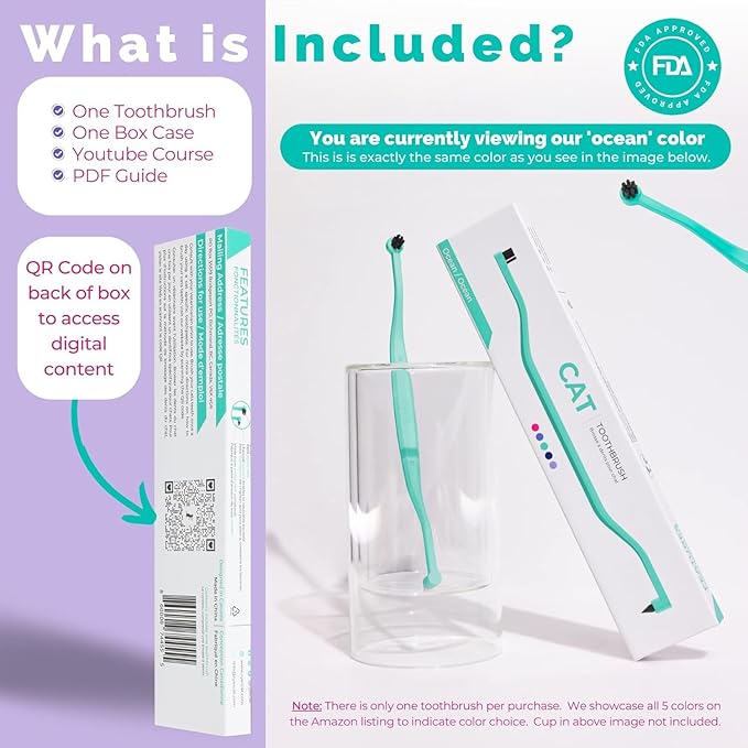 RYERCAT Set of 2 Dual Sided Cat Toothbrush - Kitten Toothbrush with Micro Head to fit into Cat/Kittens Mouth - Cat Dental Care Supplies - Pet Toothbrush for Cats(Lavender Purple &amp; Ocean Blue)