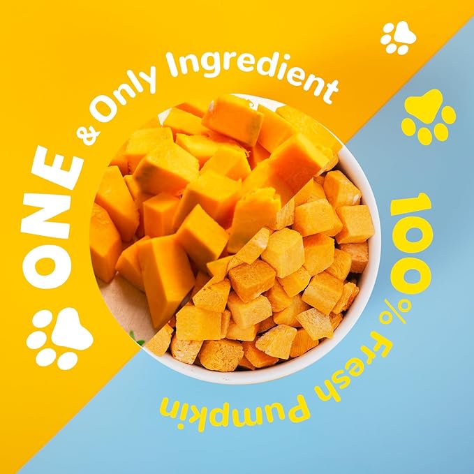 Freeze-Dried Pumpkin Treats for Dogs &amp; Cats – High Fiber, Single Ingredient Natural Snacks for Digestion &amp; Gut Health, Healthy Food Toppers, 1.58 oz