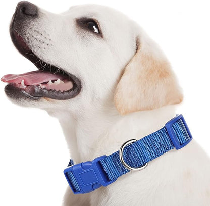 9 Pieces Adjustable Dog Collar for Animal, Soft Nylon Pets Puppy Collar with Quick Release Buckle Holder Bulk for Dogs Walking Running Training(Large,Retro Colors)