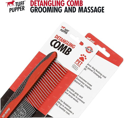 Tuff Pupper Dog Grooming Comb Set | Easily &amp; Safely Remove Dead, Matted Knotted Hair | Ergonomic Pet Detangling Combs | No-Slip Safety Handle For Precision Control | Rounded Tips Prevent Scratching