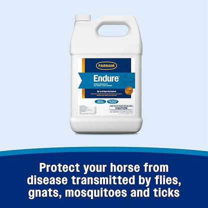 Farnam Endure Sweat-Resistant Fly Spray for Horses, Lasts Up to 14 Days, Protects Against Flies, Gnats, Mosquitoes, Ticks &amp; Lice, 128 oz.