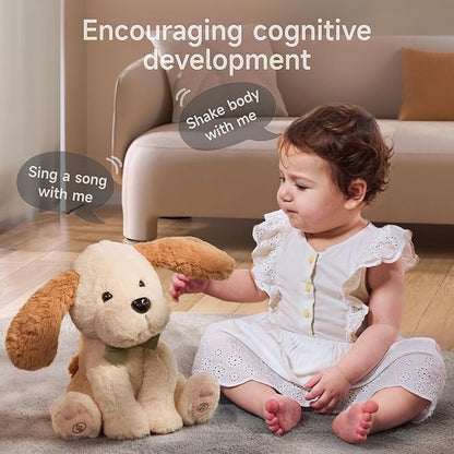 TUMAMA Baby Animated Plush Dog, Interactive Singing Talking Puppy Dog Stuffed Animal Toys, 10”