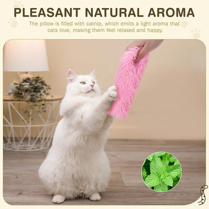 Cat Toys Cat Pillows Toys, 3 Pack Interactive Kicker Catnip Toys, Soft Durable Teething Chew Toy, Promote Exercise for Indoor (Green, Pink, Blue, 1)