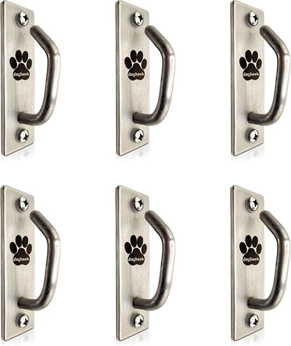 Canine Hitch- Secure Dog Leash Parking Mounted Indoor – Outdoor Wall Hook - Tie Out Stainless Steel Practical Lead Management for Home &amp; Business, Slim Compact 6 Pack