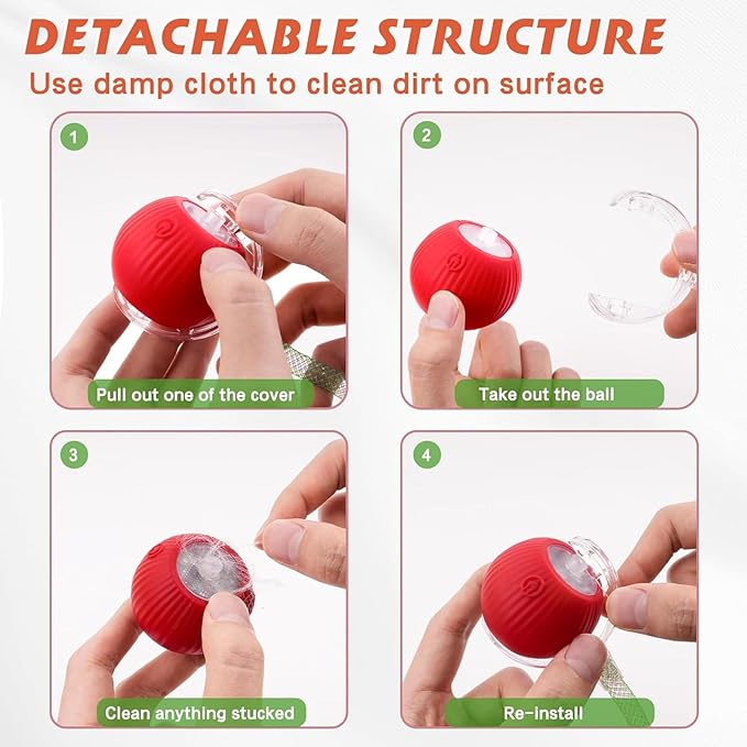 2 Packs Speed 2.0 Tail Interactive Cat Toys for Indoor Cats, Chirping &amp; Motion Activate Ca t Toy, Smart Kitten Rolling Ball Moving Ball Toys, Rechargeable Dog Cat Bal l for Enrichment Exercise