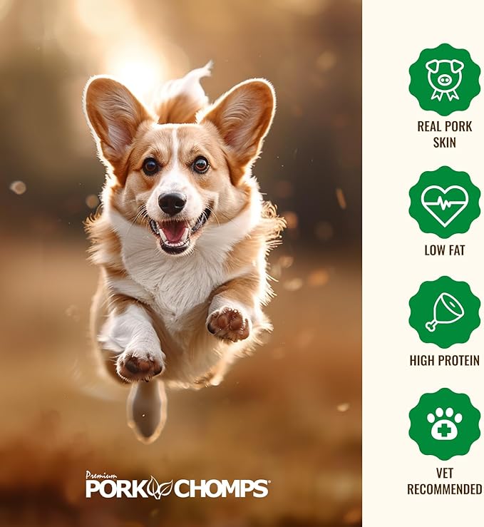 Pork Chomps Roasted Pork Skin Dog Chews, 6-inch Rib Shapes, 10 Count (Pack of 2)