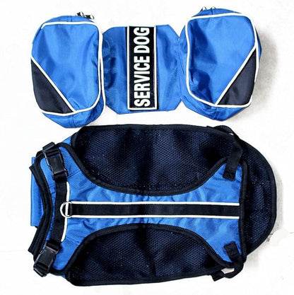 Serijoars Dog Vest Harnesses with Saddlebag Backpack for Camping &amp; Travel - Reflective Hound Hiking Backpack Saddle Bag - Lightweight Vest Harness for Medium &amp; Large Dogs (Blue, M)