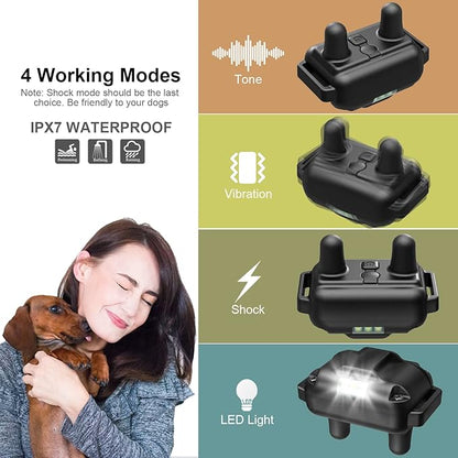 Electric Dog Training Collar with Remote 1640FT, E-Shock, Safe Training Modes, Rechargeable IP67 Waterproof Collars for 2 Dogs