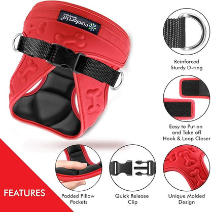 Comfort Fit Dog Harness No Pull No Escape Harness Adjustable Buckles Soft Padded Reflective Choke Step in Dog Vest with Easy Control Handle for Small Medium Large Dogs &amp; Puppies