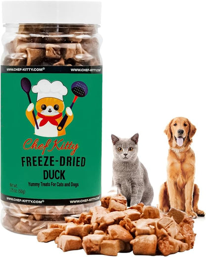 Freeze-Dried Duck Treats for Cats &amp; Dogs – 100% Human Grade, Single Ingredient, High-Protein, Healthy Snack – No Additives or Preservatives – 1.5oz - Inspected &amp; Tested in USA