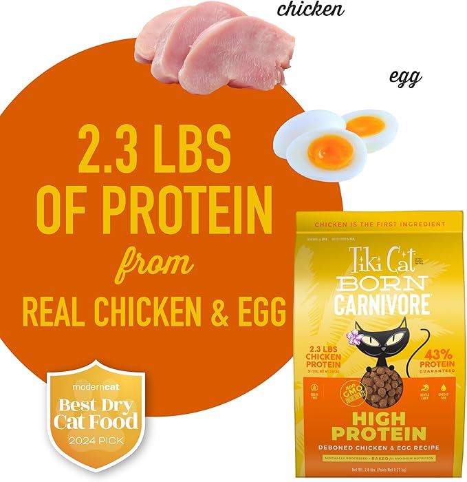 Tiki Cat Born Carnivore High Protein Dry Cat Food, Deboned Chicken &amp; Egg, 2.8 lbs. Bag