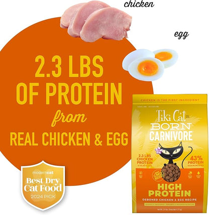 Tiki Cat Born Carnivore High Protein Dry Cat Food, Deboned Chicken &amp; Egg, 2.8 lbs. Bag