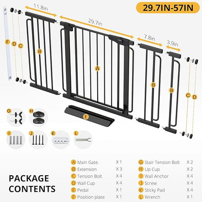 Cumbor 29.7-57" Extra Wide Baby Gate for Stairs, Mom&