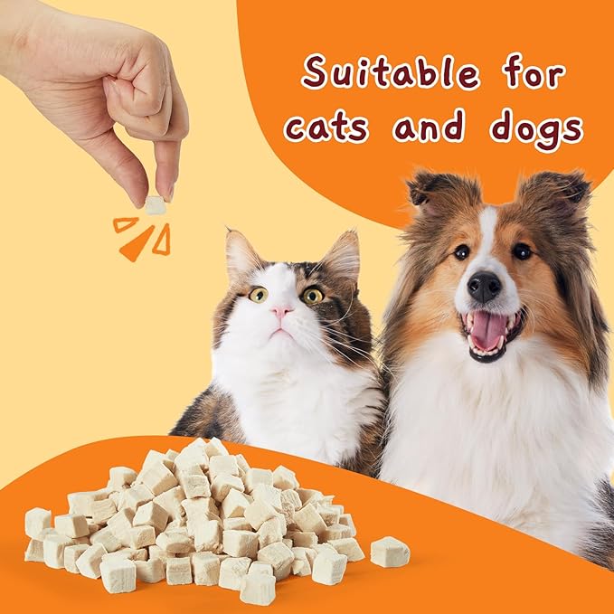 Jungle Calling Freeze Dried Chicken Cat &amp; Dog Treats, Single Ingredient Chicken Bites for Cats &amp; Dogs, High Protein Pet Training Treats, Edible Organic Food Topper, 10.58 oz