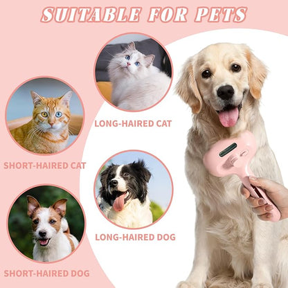 Self-Cleaning Spray Cat Brush for Shedding, Removes Static Flying Hair, and Works Wonders for Both Long and Short-Haired Pets 2 In 1 Cleaning Brush for Cats And Dogs Grooming (pink)