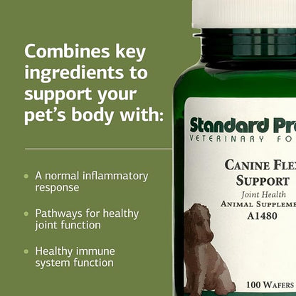 Standard Process Inc. Canine Flex Support - Joint &amp; Immune Health Supplement for Dogs - Chewable Wafers for Healthy Joint Function Support - Nutritional Whole-Food Based Supplement - 100 wafers