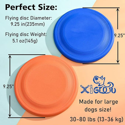 Dog Flying Disc - Durable Rubber Flying Disc Dog Toy - 9.25" Indestructible Rubber Dog Flying Discs Flyer Dog Toys - Puncture Resistant &amp; Bite Resistant Extremely - for Medium Large Dogs