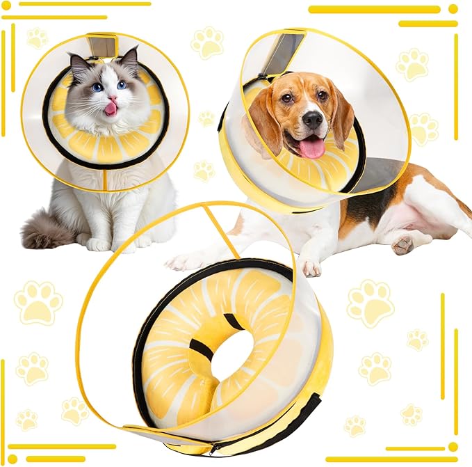Inflatable Dog Cone Collar with Detachable Enhanced Anti-Licking Shield, Soft Neck Donut Collar for Dogs After Surgery, Adjustable Dog Cone Alternative for Large Medium Small Dogs &amp; Cats