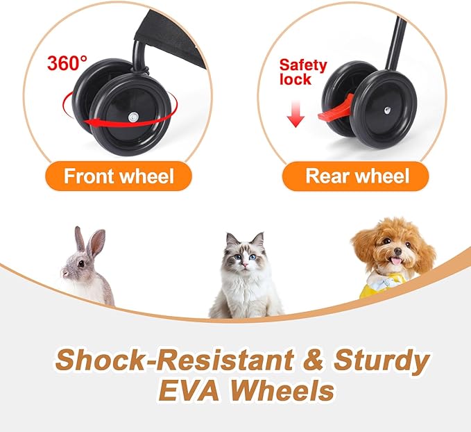 Wedyvko Travel Portable Dog Stroller, Pet Stroller for Small Puppy Dogs &amp; Cats, Up to 33 lbs, Dark Grey