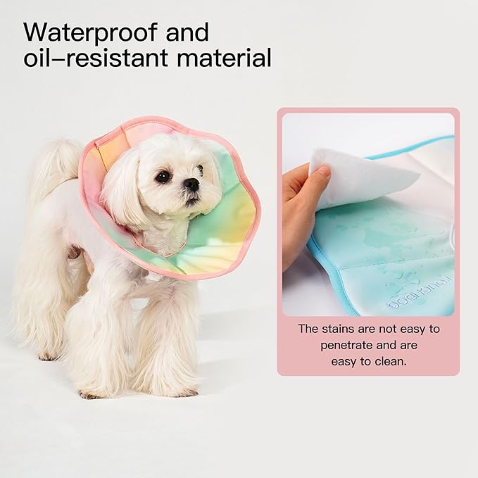 Touchdog Foldable Dog Cone Collar for Cats &amp; Dogs - Adjustable Soft Recovery Collar with Waterproof PU Coating, Lightweight Design, 24.5cm/9.6in Wide Barrier (Pink Gradient Color, XL)