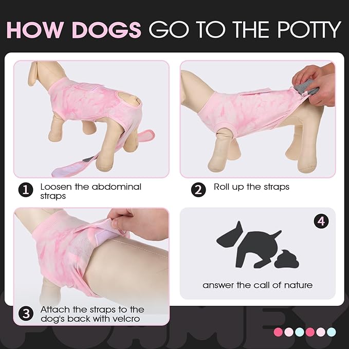 FUAMEY Recovery Suit for Dogs After Surgery,Soft Breathable Dog Bodysuit E-Collar &amp; Cone Alternative Surgical Suit,Male Female Dog Neuter Spay Suits Anti Licking Wounds Onesie Pink Tie Dye XXL