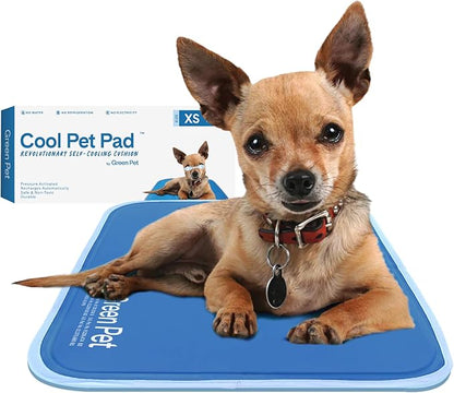 The Green Pet Shop Cool Pet Pad - Extra Small, Blue - Self-Cooling, Pressure Activated Mat for Dogs &amp; Cats from 0-8 lbs - Non-Toxic Gel, No Water Needed