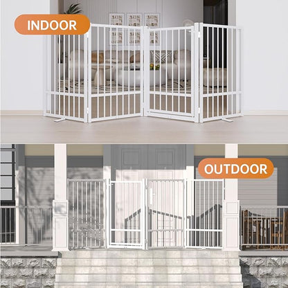 Full Metal Freestanding Dog Gate with Door, 32&