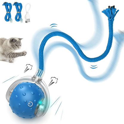 Cat Toys Ball for Indoor Cats - Interactive Automatic Cat Ball Toy | Fast Rolling &amp; Motion Activated Chirping | Hide and Seek Mouse Catching Game | Stimulates Hunting Instinct (Blue)