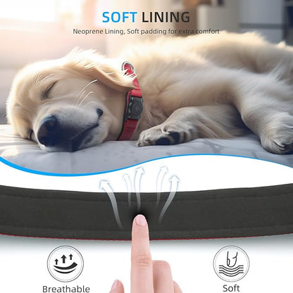 Upgraded AirTag Dog Collar, IP68 Waterproof Air Tag Dog Collar Holder, Reflective, Ultra-Durable, Comfortable Padded, Heavy Duty Dog Collars for Small Medium Large Dogs (XL (15.6"-22"), Red)