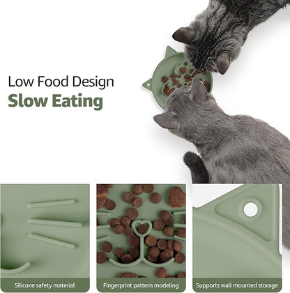 Coomazy Silicone Slow Feeder Dog Cat Bowls, Interactive Puzzle Toy for Pets Dry/Wet Food Training, Keeps Dogs Cats Busy, Prevents Puppy Kitty Overeating (Green, 0.8 Cup)