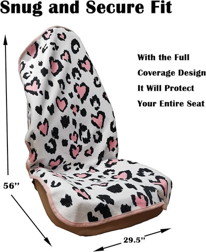 Car Seat Cover Protector Front Seats,for Gym Workout,Running,Swimming,Beach and Hiking,Waterproof Sweat Towel Bucket Seat Covers for Cars SUV Trucks (Leopard Print, 2Pcs)